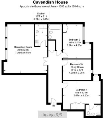 3 bed Flat to rent on Cavendish House, Monk St SW1 - Property Floorplan